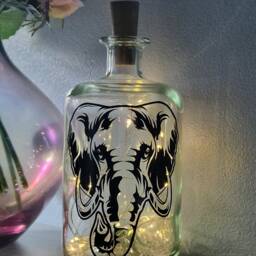 Elephant Gift For Animal Lover, Unique Bottle Lamp - thumbnail 3