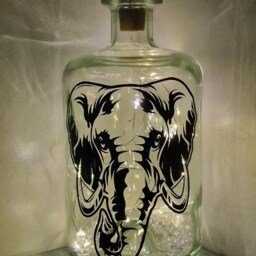 Elephant Gift For Animal Lover, Unique Bottle Lamp - thumbnail 2