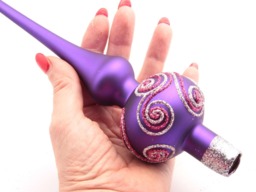 Czech Blown Glass Violet Christmas Tree Topper Ornament