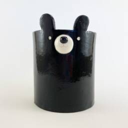 Black Bear Planter, Plant Pot, Cute Ceramics, Kawaii Animal Pottery - thumbnail 3