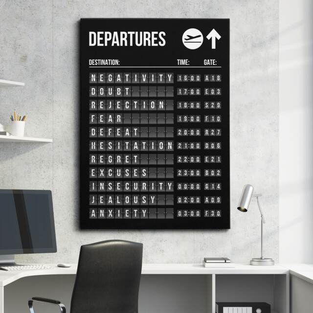 Departures Success List Board Quotes Motivational Inspirational, Framed Canvas Wall Art Poster Print, Home Office & Room Decor, Gift Idea - image 1