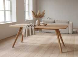 Scandinavian Dining Table Oak Scandinavian Harmony - Hand-Made, Oiled Top, Minimalist, Modern - thumbnail 1