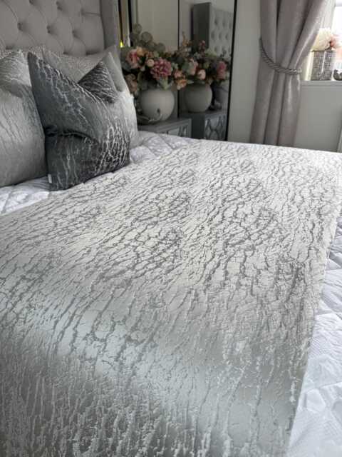 Grey Marble Bed Runner, Comforter For Double -King Size Bed, Bedding Throw, Custom Cover, Luxury Bedroom Accessories Hamlet - image 1