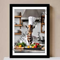 Giraffe Chef Kitchen Print, Restaurant Wall Art - thumbnail 3