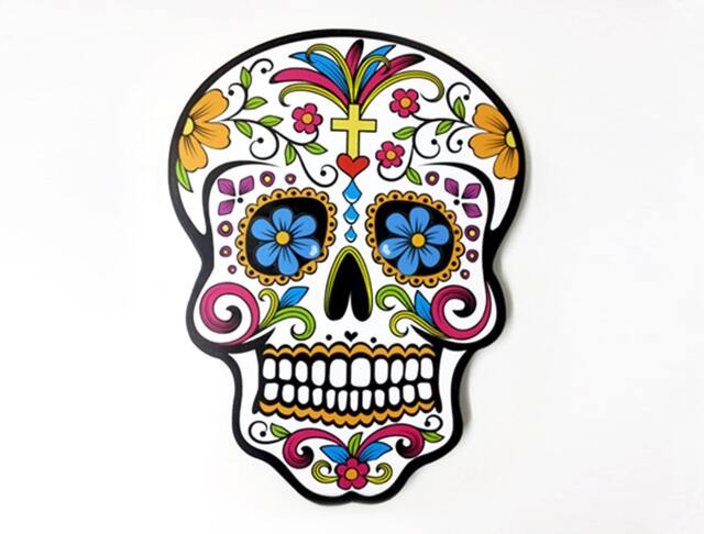 Big White Sugar Skull - Day Of The Dead -Dia De Los Muertos Calavera Wall Clock Deco - image 1