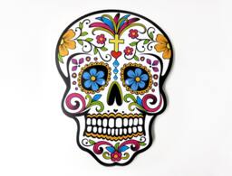 Big White Sugar Skull - Day Of The Dead -Dia De Los Muertos Calavera Wall Clock Deco