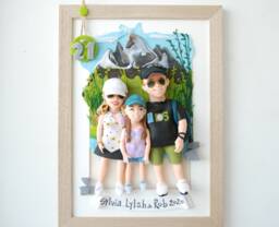 Family Portrait Illustration Anniversary Gift For Wife Custom Sculpture - thumbnail 1