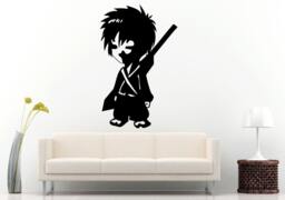 Anime Animation Japanese Little Boy Kid Samurai With A Sword Wall Decal Vinyl Sticker Mural Room Decor L741 - thumbnail 1