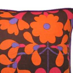 Heals Jyoti Bhomik Florentina, Pink, Orange & Purple 60S Cotton Barkcloth, Cushion Cover, Throw Pillowcover, Homeware Decor - thumbnail 3