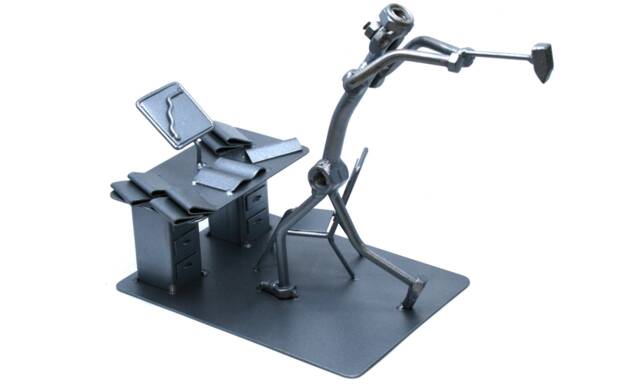 Angry Computer Programmer Man, Accountant Men Gift Nuts & Bolts Sculpture, Funny Home Office Desc Decor, Handmade Ornament Figurine - image 1