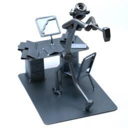 Angry Computer Programmer Man, Accountant Men Gift Nuts & Bolts Sculpture, Funny Home Office Desc Decor, Handmade Ornament Figurine - thumbnail 4