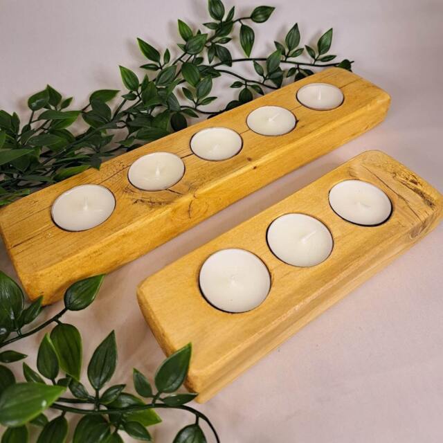 Rustic Wooden Tea Light - Candle Holder Candles - image 1