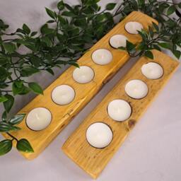 Rustic Wooden Tea Light - Candle Holder Candles - thumbnail 3