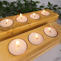 Rustic Wooden Tea Light - Candle Holder Candles - thumbnail 2