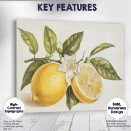 Vintage Lemon Blossom Botanical Citrus Illustration Canvas Wall Art Print Decor Picture Ready To Hang - thumbnail 1