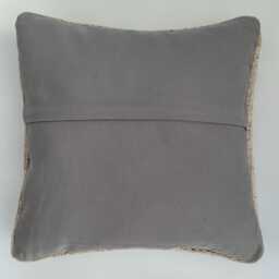 Handmade Cushion Cover, Textured Cream Turkish Rug Cushion, Pillow, Decorative Throw Kilim 16''x16''/41x40 cm - thumbnail 4