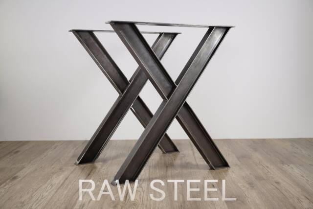 Industrial X Table Legs Set Of 2, Table, I-Beam Legs, Dining Desk Desk, Steel Set Of 2 - image 1