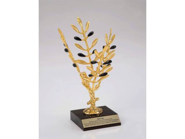 Brass Olive Tree Sculpture, Greek Symbol Of Peace, Office Decor - image 1
