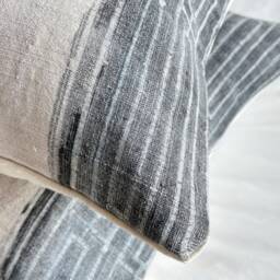 Handmade Indigo Hemp Pillow Cover Vintage Striped Cushion - 20x20 - thumbnail 3