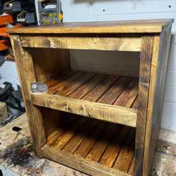 Rustic Solid Wood Bathroom Vanity Unit - Handmade Washstand With Slatted Shelves Farmhouse Style Cabinet - thumbnail 4