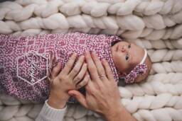 Baby Girl Swaddle Set With Latvian Inspired Print