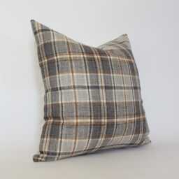 Brown Green Pillow Covers, Set Couch, Grey Plaid Cream Combinations, Olive Floral Cushion Cover -- Glenn - thumbnail 3