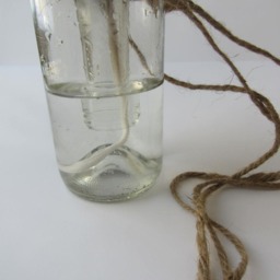 Upcycled Minimalist Wine Bottle Cement Twine Hanging Planter Self-Watering - thumbnail 3