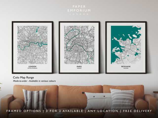 Personalised Colour Map Print, Custom City Poster, Choose Your Colours, Any Location Wall Art, Coordinates Gift - image 1