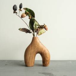 Small Wabi-Sabi Decoration, Minimalist Wooden Vase, For Dried Flowers Arrangement, Handmade Solid Oak, Bespoke - thumbnail 3