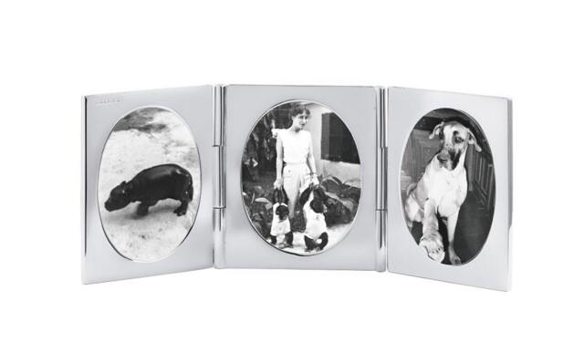 Triple Oval Miniature Folding Travel Photo Frame 925 Sterling Silver English Hallmarks By Jewelaridesigns - image 1
