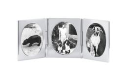 Triple Oval Miniature Folding Travel Photo Frame 925 Sterling Silver English Hallmarks By Jewelaridesigns - thumbnail 1