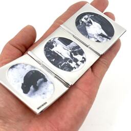 Triple Oval Miniature Folding Travel Photo Frame 925 Sterling Silver English Hallmarks By Jewelaridesigns - thumbnail 3
