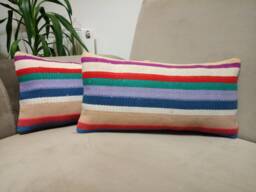 Kilim Lumbar Pillow 10x20 Inches Striped Design Turkish Anatolian Cover Decorative Home Decoration Pillow Cushion
