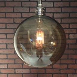 "Industrial Pendant -Chrome 8"" Smoked Glass Open Globe Shade With Patented ""Huila Connectors" - thumbnail 2