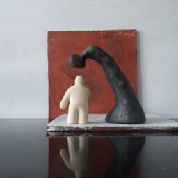 Crying Child & His Fear, Ceramic Figurine For Sandplay & Counseling - thumbnail 3