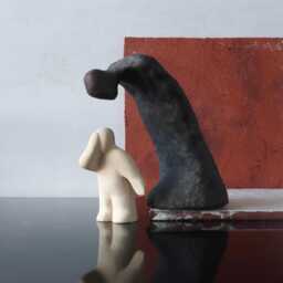 Crying Child & His Fear, Ceramic Figurine For Sandplay & Counseling - thumbnail 1