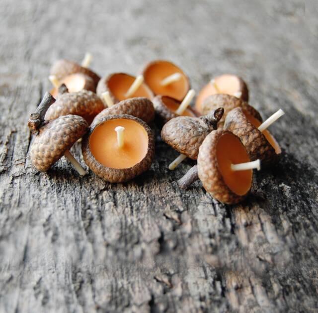 Acorn Cap Candle, Eco Friendly Floating Cinnamon Scented Candles, Holiday Ornaments, Hygge Home Decor - image 1