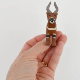 Hand Carved Wooden Animals, Okapi, Bongo, Elk, Oryx Pair - thumbnail 3