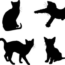 Set Of 4 Cute Playful Kitties - Black Cats Vinyl Wall Decal Silhouettes - thumbnail 2