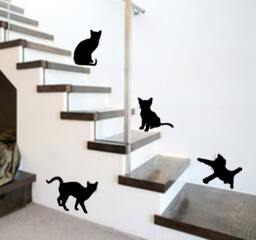 Set Of 4 Cute Playful Kitties - Black Cats Vinyl Wall Decal Silhouettes - thumbnail 1