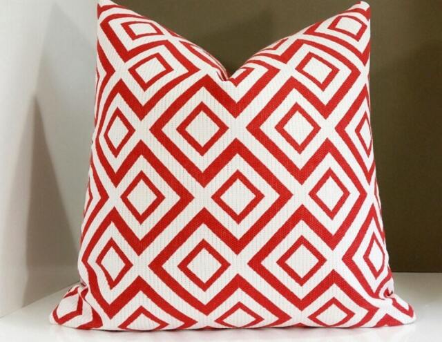 Red Pillow Cover - Geometric Fabric Both Sides Select Your Size At Checkout Modern Pillow Cover