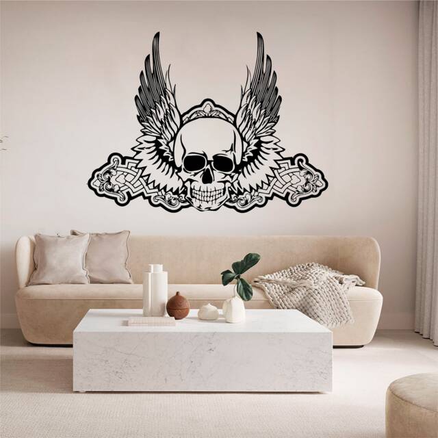 Skull With Wings Vinyl Wall Art, Decal, Sticker, Transfer, Mural, Removable, Decor, Interior, Exterior, Peel & Stick, Full - 0461 - image 1