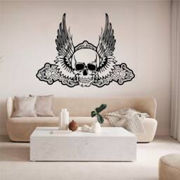 Skull With Wings Vinyl Wall Art, Decal, Sticker, Transfer, Mural, Removable, Decor, Interior, Exterior, Peel & Stick, Full - 0461 - thumbnail 1