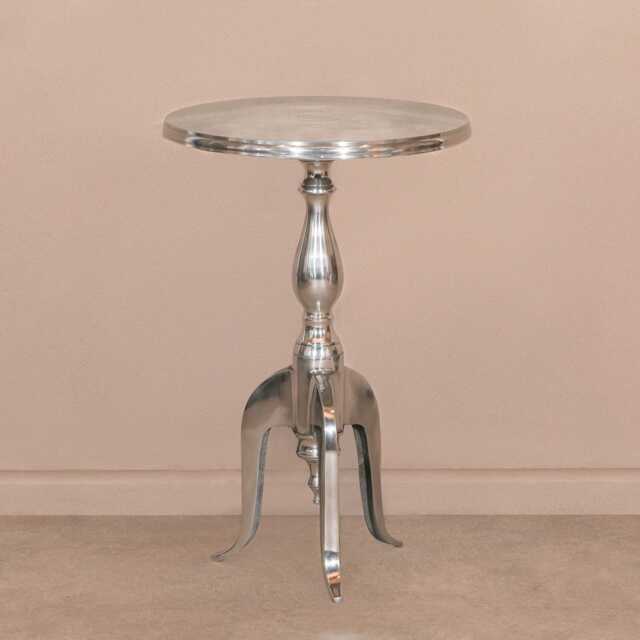 Polished Aluminium Round Side Table, Contemporary Accent Table - image 1