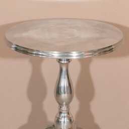 Polished Aluminium Round Side Table, Contemporary Accent Table - thumbnail 3