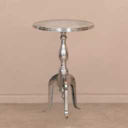 Polished Aluminium Round Side Table, Contemporary Accent Table - thumbnail 1
