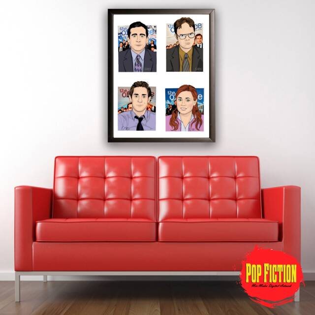 The Office, Michael Scott, Dwight Shrute, Jim Halpert, Pam Beasley, Original Artwork Canvas & Prints. Collectible. Digital Mix-Media Art - image 1