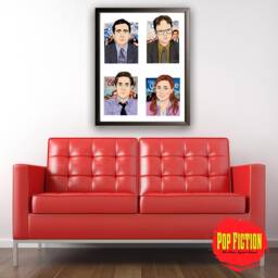 The Office, Michael Scott, Dwight Shrute, Jim Halpert, Pam Beasley, Original Artwork Canvas & Prints. Collectible. Digital Mix-Media Art - thumbnail 1