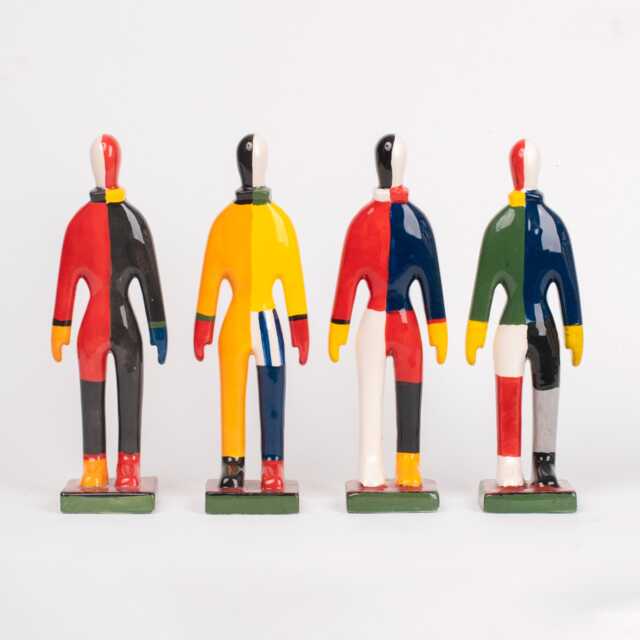 Malevich Sportsmen Statues Handmade & Handpainted Ceramic Art - Set Of 4 - image 1