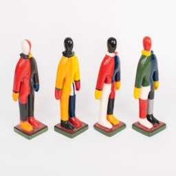 Malevich Sportsmen Statues Handmade & Handpainted Ceramic Art - Set Of 4 - thumbnail 4